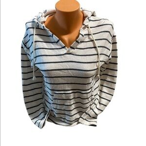 Paper Crane Anthropologie Women’s Striped Cropped Pullover Beach Hoodie Size XS